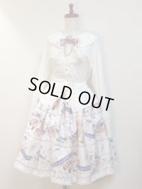 レース付ハンドメイドスカート【くまのハッピーマーチ柄、オフ白系・54丈】