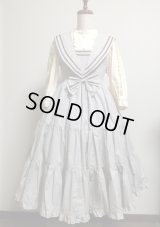 【Sale50%OFF】セーラー衿取り外しハイウエストジャンパースカート［茶ストライプ］