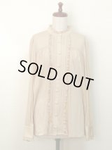【Sale 50% OFF】スタンドカラーカットソーブラウス【ベージュ】
