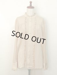 【Sale 50% OFF】スタンドカラーカットソーブラウス【ベージュ】