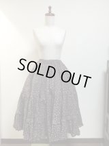 【Sale50%OFF】ポケット付きピンタックティアードスカート【茶色小花柄】
