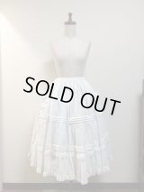 【Sale30％OFF】ポケット付きピンタックティアードスカート【ドットシフォン白】