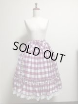 【Sale50％OFF】シフォンリボンスカート【ラズベリーチェック】