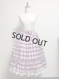 【Sale50％OFF】シフォンリボンスカート【ラズベリーチェック】
