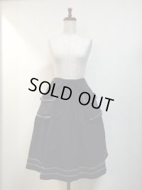 【Sale30%OFF】ポケット付きセーラースカート【黒×グレーライン】