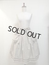 【Sale30%OFF】ポケット付きセーラースカート【ベージュチェック×茶色ライン】