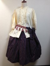 タッセルサッシュリボンベルト【紺系レジメンタルストライプ×えんじタッセル】