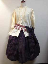 タッセルサッシュリボンベルト【紺系レジメンタルストライプ×えんじタッセル】