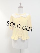 【Sale50%OFF】半袖カーディガン【黄色×オフ白レース】
