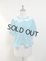 【Sale50%OFF】半袖カーディガン【ミント×オフ白レース】