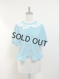 【Sale50%OFF】半袖カーディガン【ミント×オフ白レース】