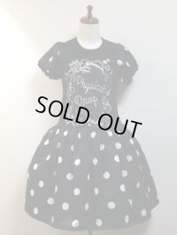 TシャツリメイクＯＰ【Ｔシャツ黒Ｓサイズ/黒水玉】