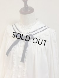 セーラー付け衿6【白×紺ライン×白レース】