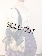 ゴブラン織りねこ柄バッグ【ねこ柄×黒オーガンジーリボン】