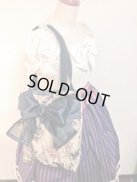 ゴブラン織りねこ柄バッグ【ねこ柄×黒オーガンジーリボン】