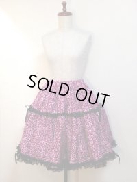 ハンドメイドスカート【ピンクヒョウ柄・45丈】