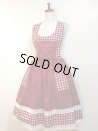 サロペットスカート3【赤ドット×チェック柄】