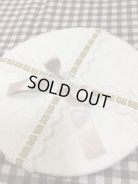 ベレー帽6【オフ白×ゴールドブレード・生成レース】