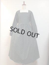 長袖デイリーワンピース【113丈・グリーンチェック柄】