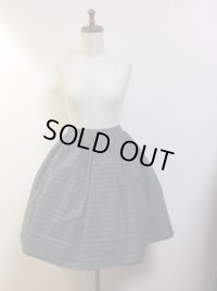 ハンドメイドギャザースカート【グリーンチェック系・50c丈】