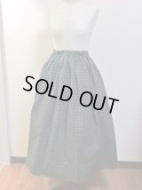 ハンドメイドロングギャザースカート【グリーンチェック・77c丈】