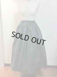ハンドメイドロングギャザースカート【グリーンチェック・77c丈】