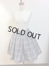 ハンドメイドギャザースカート【グレーチェック柄・50c丈】
