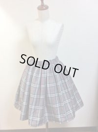ハンドメイドギャザースカート【グレーチェック柄・50c丈】