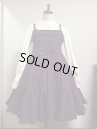 【50％OFF】フロントギャザーハイウエストジャンパースカート【ボルドー】