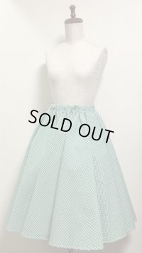 ハンドメイドサーキュラースカート４【緑ギンガム・58丈】