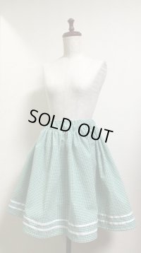 ハンドメイドスカート【緑ギンガムチェック柄・45cm丈】