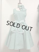 サーキュラーワンピース【緑ギンガムチェック柄・着丈90ｃ】