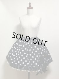 ハンドメイドスカート【黒×白水玉×白レース・40cm丈】