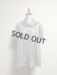 【30％OFF】デイリーカットソーブラウス半袖ver.（襟付き）【グレー】