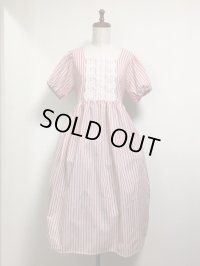 デイリーワンピース★　【ストライプ柄・サーモンピンク系・着丈104ｃ】