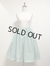 ハンドメイドギャザースカート【ギンガムチェック柄・グリーン系・59ｃm丈】