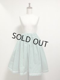 ハンドメイドギャザースカート【ギンガムチェック柄・グリーン系・59ｃm丈】