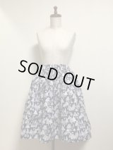 ハンドメイドギャザースカート【森柄・紺系・55ｃm丈】