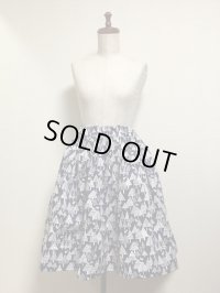ハンドメイドギャザースカート【森柄・紺系・55ｃm丈】