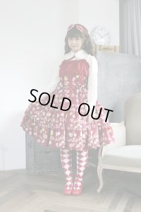 【PhysicalDrop×LIEF】ノスタルジービスケット柄・シャーリングティアードJSK【仕様違い・ボルドー系】