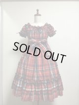 フリルシャーリングワンピース【赤チェック】