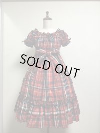 フリルシャーリングワンピース【赤チェック】