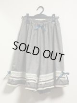 ハンドメイドペチパンツ【ツイード風・53ｃm丈・グリーンリボン】