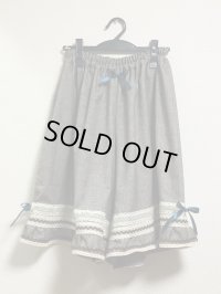 ハンドメイドペチパンツ【ツイード風・53ｃm丈・グリーンリボン】