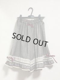 ハンドメイドペチパンツ【ツイード風・53ｃm丈・えんじリボン】