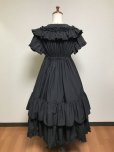 画像3: 共布フリルミディアムドレス【黒】