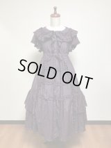 【50%オフ】共布フリルミディアムドレス【紺赤水玉】