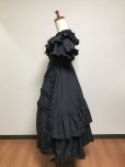 画像2: 共布フリルミディアムドレス【黒】 (2)