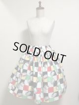 ハンドメイドギャザースカート【カフェ柄・54ｃm丈】