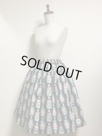ハンドメイドギャザースカート【マトリョーシカ柄・57ｃm丈】